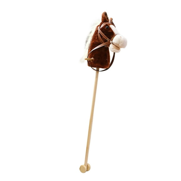 Caballo de palo de juguete para montar, divertido juego de simulación de caballito de juguete para niños y niñas, regalo para niños Café con ruedas