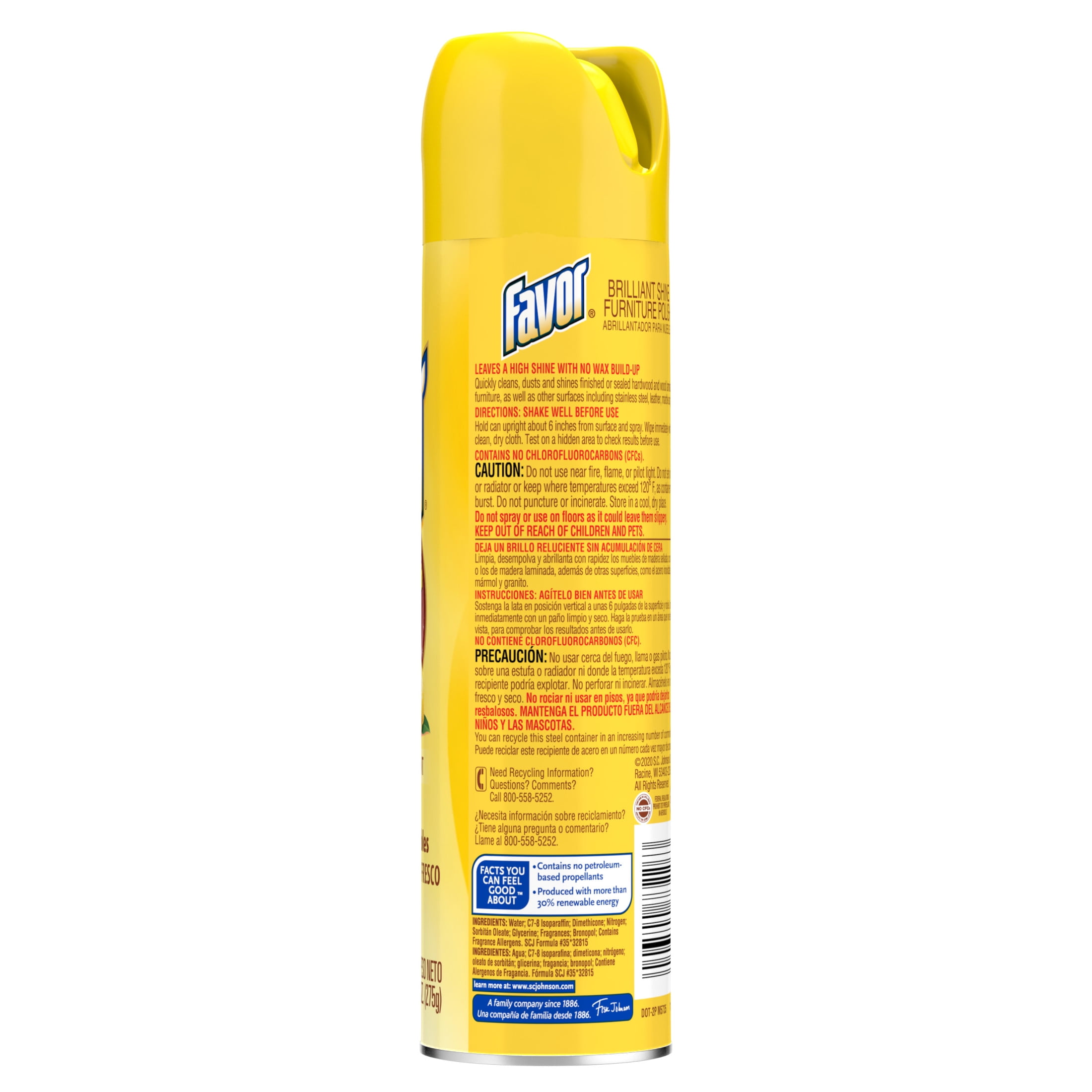 (6 pack) Favor Brilliant Shine Furniture Polish, Fresh Lemon Scent, 9.7 fl oz