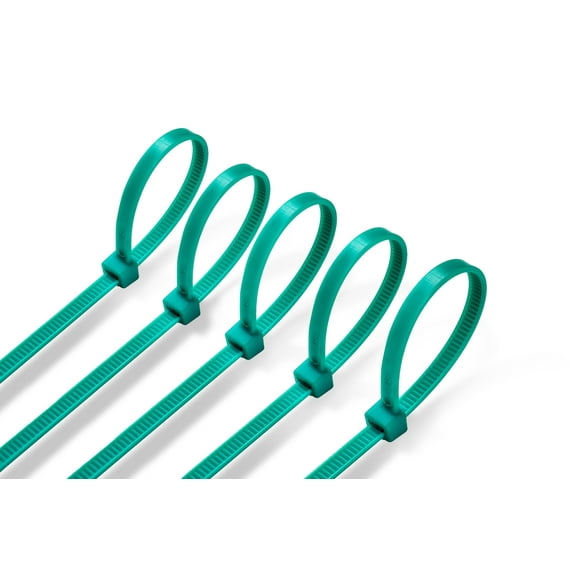 Cable Ties Green 200 x 3,6 mm 100 Pieces Chemical Resistant 40lbs Tensile Strength, Professional Zip Tie Wraps, Garden Cable Managment