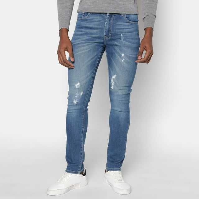 Jeans Pantalon De Mezclilla Caballero Slim Fit Rotos