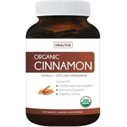 USDA Organic Ceylon Cinnamon - 120 Vegetarian Tablets Made from 500mg of Cinnamon Powder, 1000mg per Serving (No Capsules or Pills)