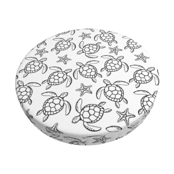 Disketp Sea Turtle Funda Redonda para Taburete, Funda de Cojín para Silla de Bar Suave y Elástica-13 inch