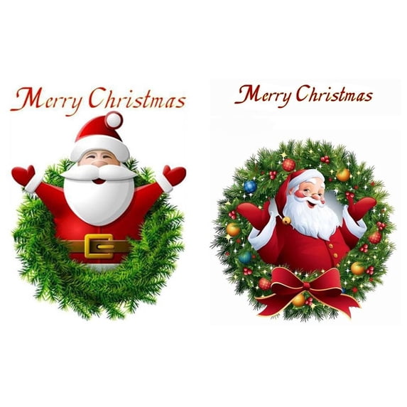 2pcs/set Santa Claus New Year Christmas Home Decoration Merry Christmas Wall Stickers Window Decals Xmas Party