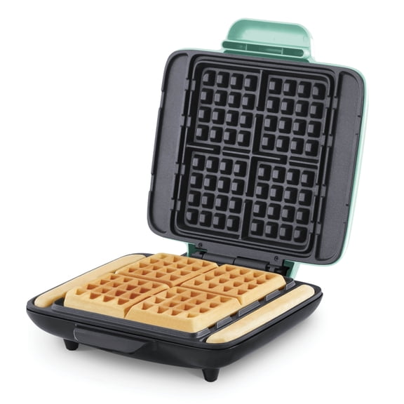 Dash No-Drip Waffle Maker, 4 Mini Waffles, Waffle Sticks, Aqua