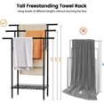 thumbnail image 2 of 44" Tall Standing Towel Racks for Bathroom, 3 Tier Towel Rack with Basket, Outdoor Towel Rackr Organizer, Metal Pool Towel Rack Freestanding, Bedroom, Living Room, Black, 2 of 7