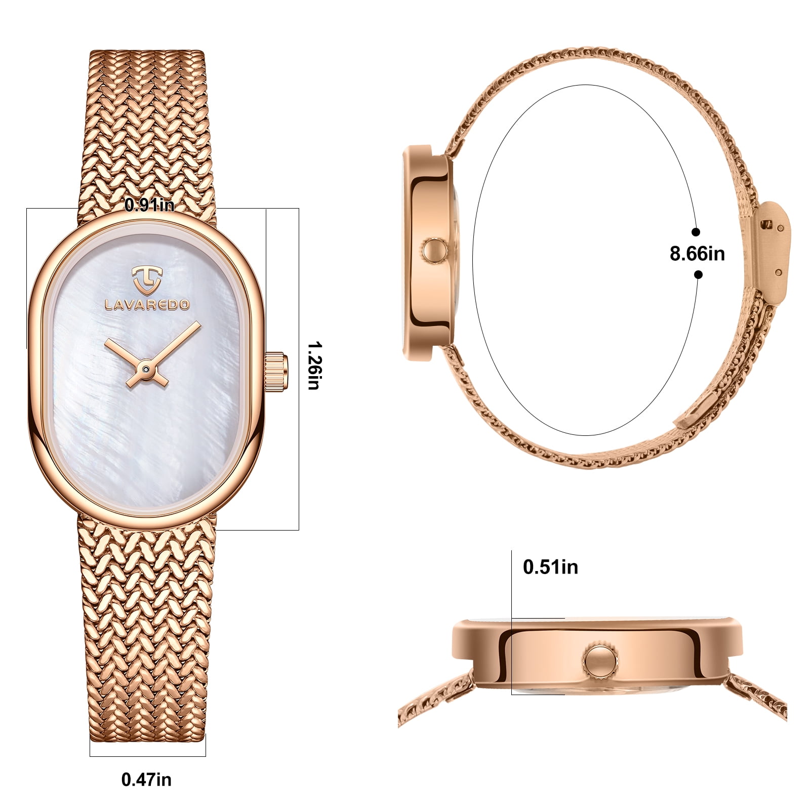 Elegant Watches for Women Oval Minimalist Dial Stainless Steel Band Woman Watch,3ATM Water Resistant, Perfect Gift for Women