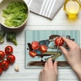 thumbnail image 4 of Geek Cutting Board, Sketch of a Programmer Workaholic Guy Sitting in Front of Monitor and Keyboard Image, Decorative Tempered Glass Cutting and Serving Board, Small Size, Multicolor, by Ambesonne, 4 of 5