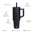 thumbnail image 3 of Elemental Commuter 40 oz Tumbler with Handle and Straw Lid | Travel Coffee Mug Spill Resistant | Insulated Cup Stainless Steel Tumblers for Water, Smoothies, Milkshake and More | Black, 3 of 7