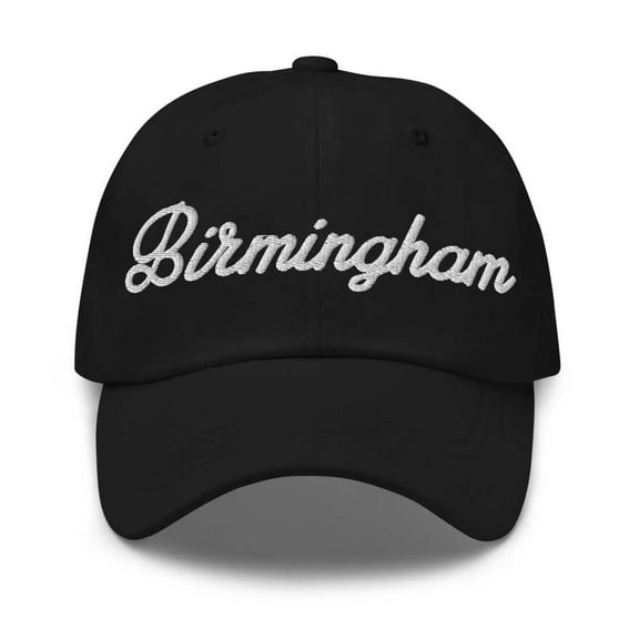 Birmingham Baseball Cap Birmingham Dad Hat Bold Script Oklahoma OK Hat Embroidered Souvenir Gift Black