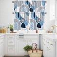 Blue Boho Kitchen Curtains and Valances Set, Medieval Leaves Geometric ...