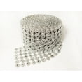thumbnail image 3 of 4" 1 Yard Silver Diamond Flower Mesh Wrap Roll Crystal Rhinestone Sparkle Ribbon, 3 of 3