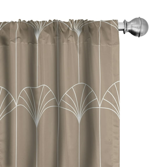 Ambesonne Art Deco Curtains, Pale Brown Vintage Motif, Pair of 28"x95", Pale Brown and White