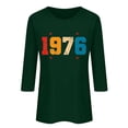 thumbnail image 4 of Roncen Vintage 1976 Classic Print 3/4 Sleeve T-Shirt Retro 50th Birthday Gift Shirt 50rd for Women Letter Print Birthday Party Casual Tee Tops, 4 of 4