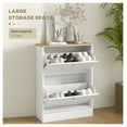 thumbnail image 4 of Shoe Storage Cabinet, Modern Shoe Organizer with 2 Flip Drawers & Adjustable Shelves - Holds 12 Pairs, White, 4 of 9