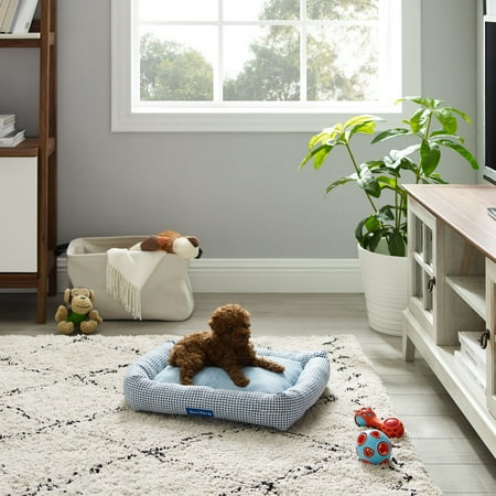 UPC: 0850018680110 | Sam s Pets Arlo® Medium Blue Plaid Bolster Dog Bed
