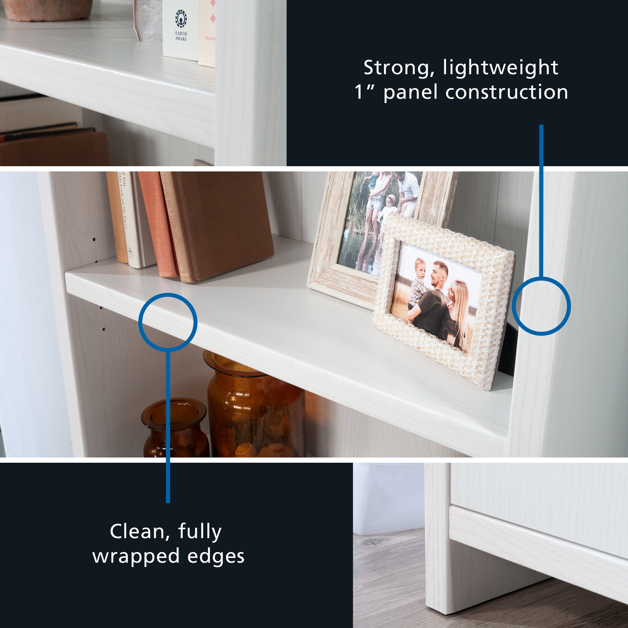 Mainstays Westley 5 Shelf Bookcase with Doors, White Finish