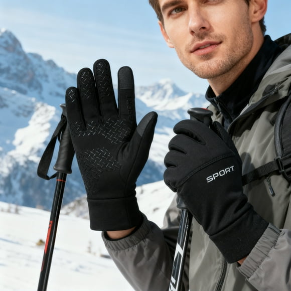 Paquete de 2 Guantes para Deportes de Invierno con Pantalla Táctil: Impermeables, Negro MNFD