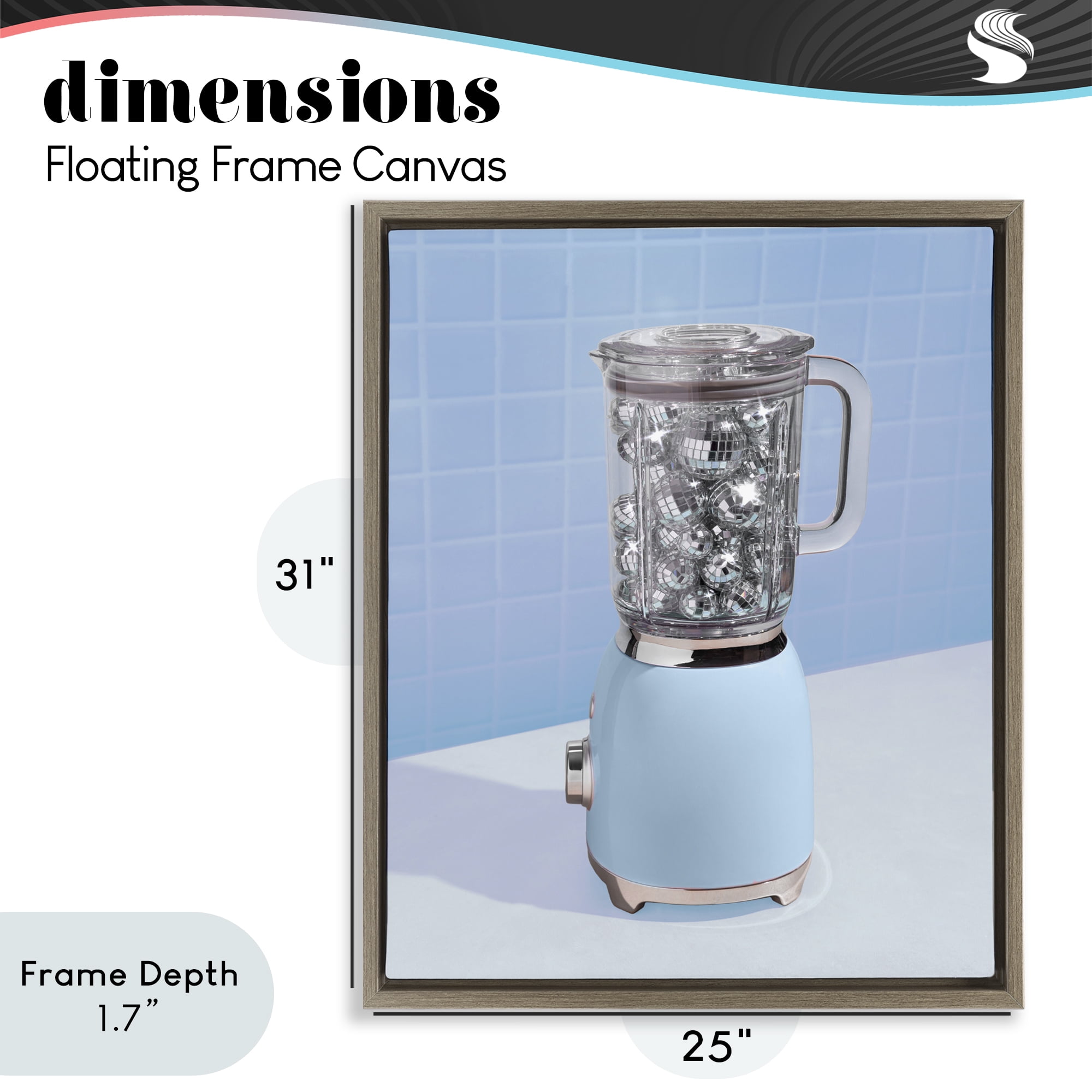 Stupell Industries Disco Drink Mixer over Blue Brown Framed Floater Canvas Wall Art, design by LISH Creative