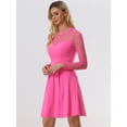 thumbnail image 2 of Vestido corto de una línea de fiesta de patinadora transparente de malla con lunares de corazón para mujer Rosa Caliente XL, 2 of 6