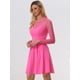 thumbnail image 2 of Vestido corto de una línea de fiesta de patinadora transparente de malla con lunares de corazón para mujer Rosa Caliente XL, 2 of 6