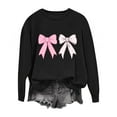 thumbnail image 2 of PiGOGI Women's Long Sleeve Printed T-Shirt - Plus Size Casual Valentine's Day Loose Top Black S, 2 of 4