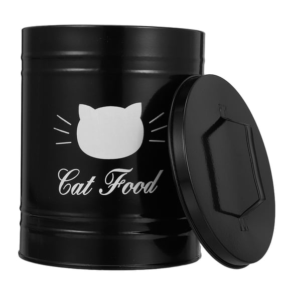 WESIEVYA Black Airtight Iron Pet Food Storage Container for Dog and Cat with Sealed Design