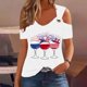 thumbnail image 2 of Tops de Hombro Frío para las Mujeres Día de la Independencia Impreso Fuera Del Hombro Blusa con Cuello en V, Fuera Del Hombro de las Mujeres, 2 of 4