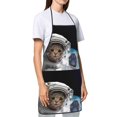 thumbnail image 3 of Fuzoiu Cat Astronaut Print Waterproof Apron, Kitchen Apron for Women Men Chef, Apron for Christmas Dinner Party Cooking Baking Crafting House Cleaning Kitchen, 3 of 7
