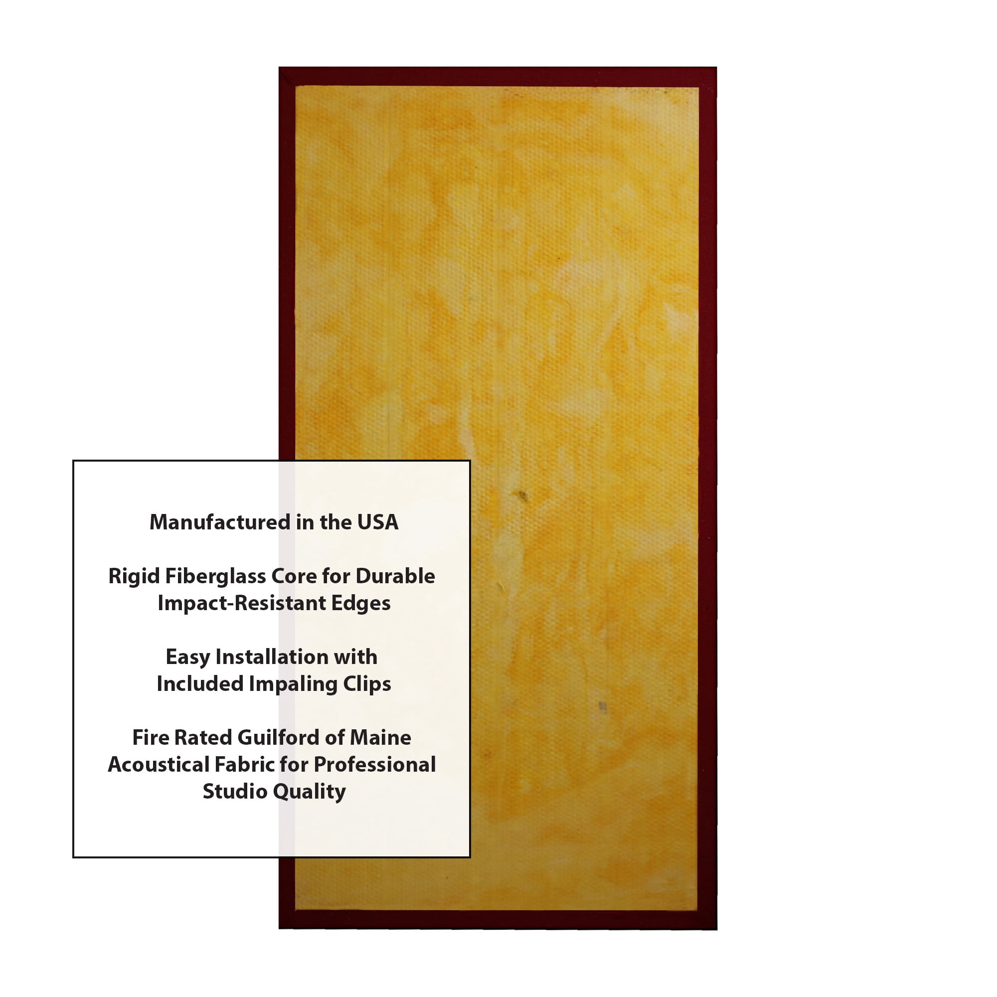 ATS Acoustics Hardened Edge Fire Rated Professional Studio Acoustic Panel 24x48x2 Claret