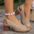 thumbnail image 4 of Sandalias de las Mujeres con Correa Trasera de Moda Ropa Exterior Casual Más Tamaño Hueco Dedo Del Pie Redondo Tacones Abiertos, 4 of 9