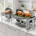 thumbnail image 4 of Garvee 9 QT Chafing Dish Set, Roll Top with 2 Half Size Pans, Fuel Holders, Serving Utensils, Silver, 4 of 7