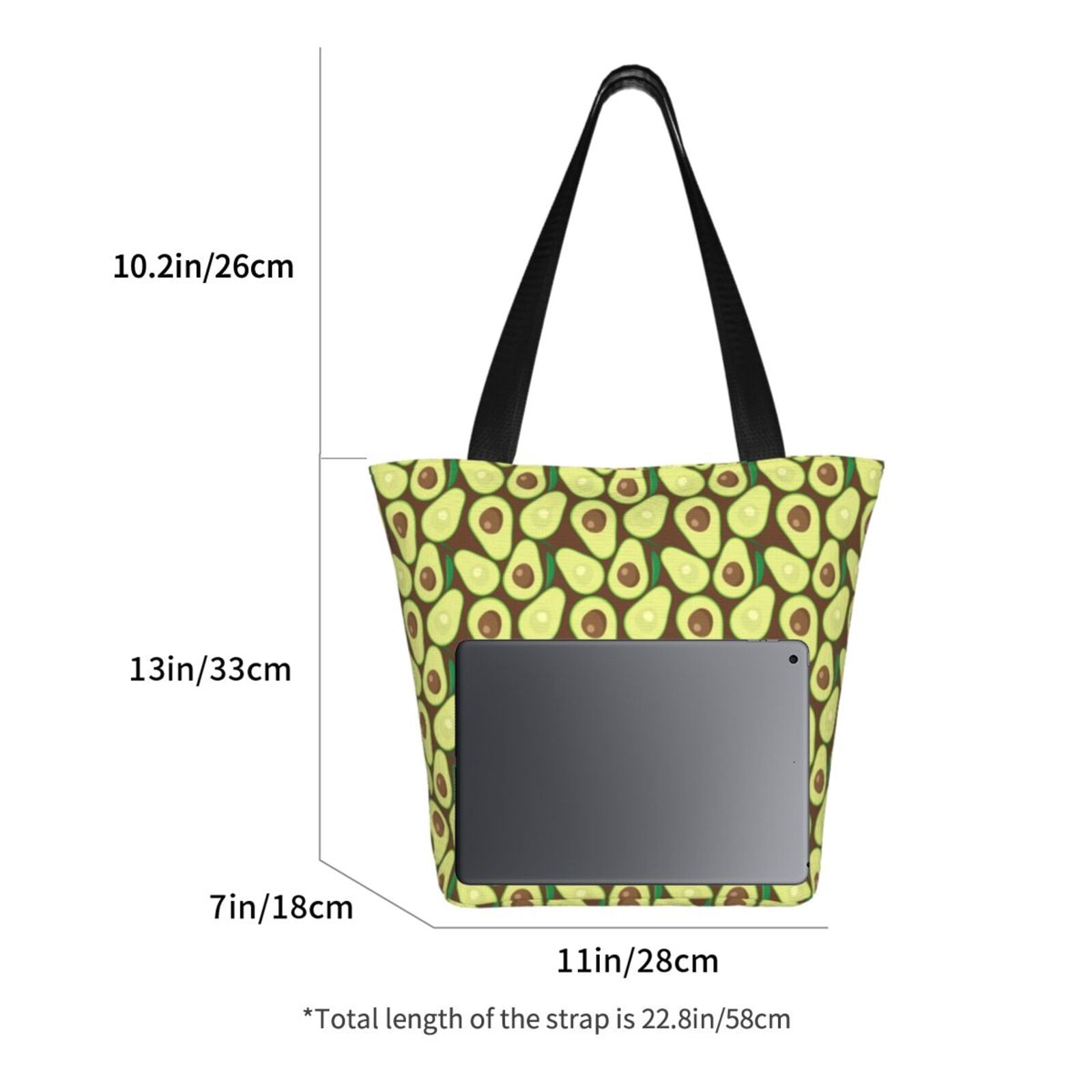 Ratiio Avocado Print Shoulder Bag for Women, Polyester Crossbody Purse Lightweight Handbag for Daily Travel and Casual Use