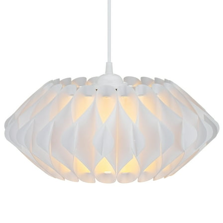 kwmobile Puzzle Lampshade - 10" Diameter DIY Ceiling Light Lamp Shade with 22 Pieces - Flat Chandelier Design for Pendant Lights - Size M, White