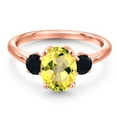 thumbnail image 3 of Gem Stone King 18K Rose Gold Plated Silver Canary Mystic Topaz and Black Onyx Engagement Ring for Women | 2.44 Cttw | Oval 9X7MM | Gemstone November Birthstone | Size 9, 3 of 6