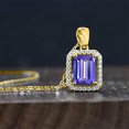 thumbnail image 4 of Gem Stone King 18K Yellow Gold Plated Silver Pendant with 18 inch Chain Octagon Blue Tanzanite Moissanite (2.58 Cttw), 4 of 4