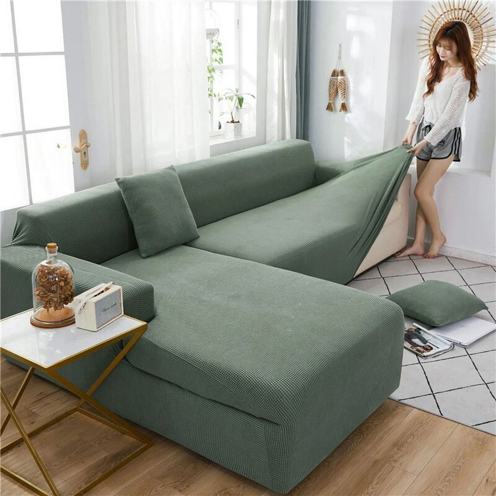 CHUNTIAN Sofa Cover for Living Room Thick Elastic Polar Fleece Cover for Sofa Couch Armchair 1/2/3/4 Seat L Shaped Corner Sofa Cover