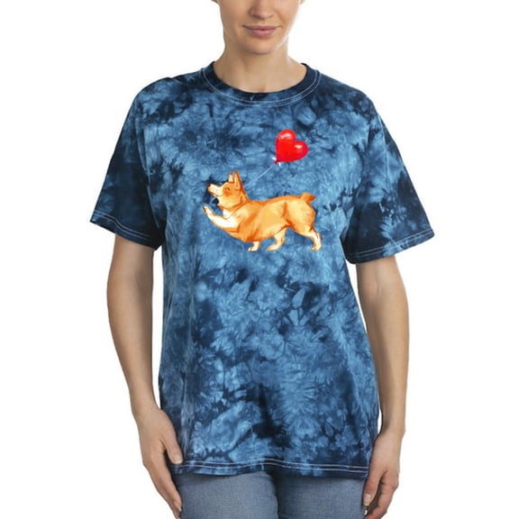 Welsh Corgi W Heart Balloon Tie Dye Crystal Women -Image by Shutterstock, Female XX-Large