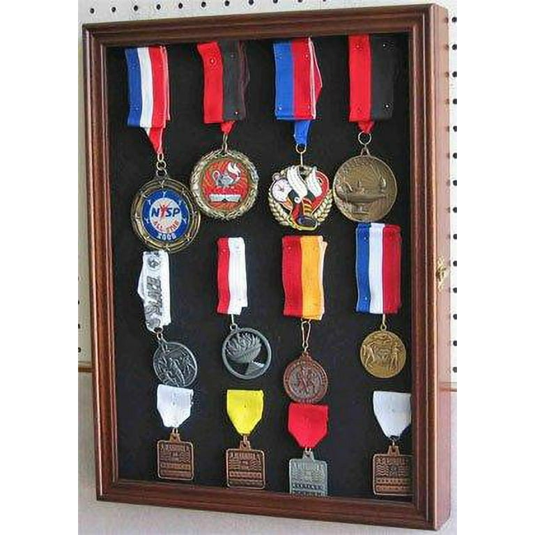 Collector Medal/Lapel Pin Display Case Holder Cabinet Shadow Box PC01 (Oak  Finish)
