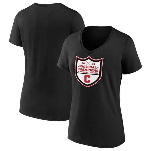 Women's Black Cornell Big Red 2025 NCAA Men's Lacrosse National Champions V-Neck T-Shirt
