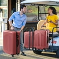 thumbnail image 5 of Zimtown 4 Piece Luggage Set, ABS Hard Shell Suitcase Luggage Sets Double Wheels with TSA Lock, Vintage Red, 5 of 12