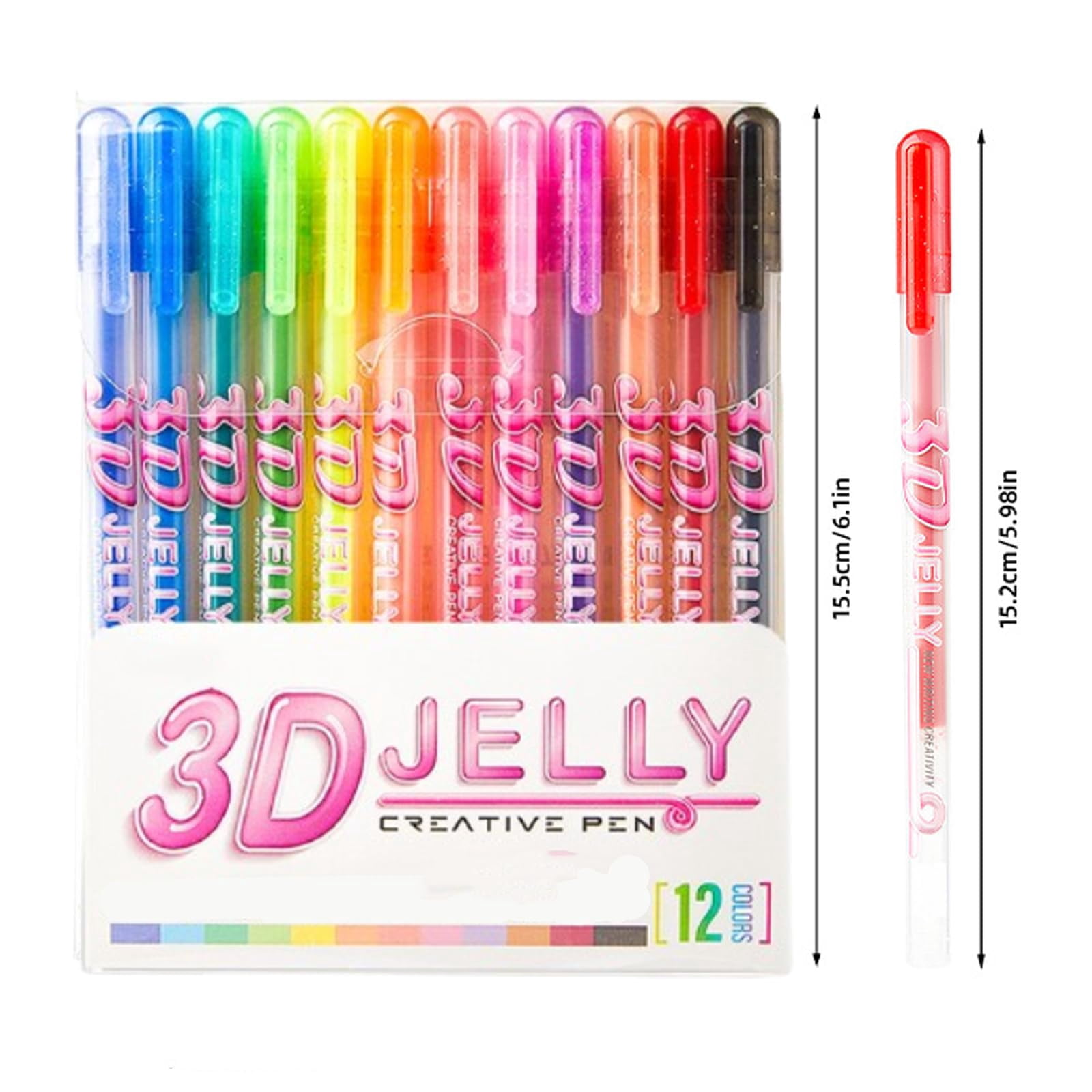 2026 New 3D Jelly Pens, Jelly Roll Glaze 3D Glossy Ink Pens, Colorful Pen Highlighters Markers for Adult Coloring, Nail DIY, Glossy Glaze Pen Smooth for Glass Plastic and More