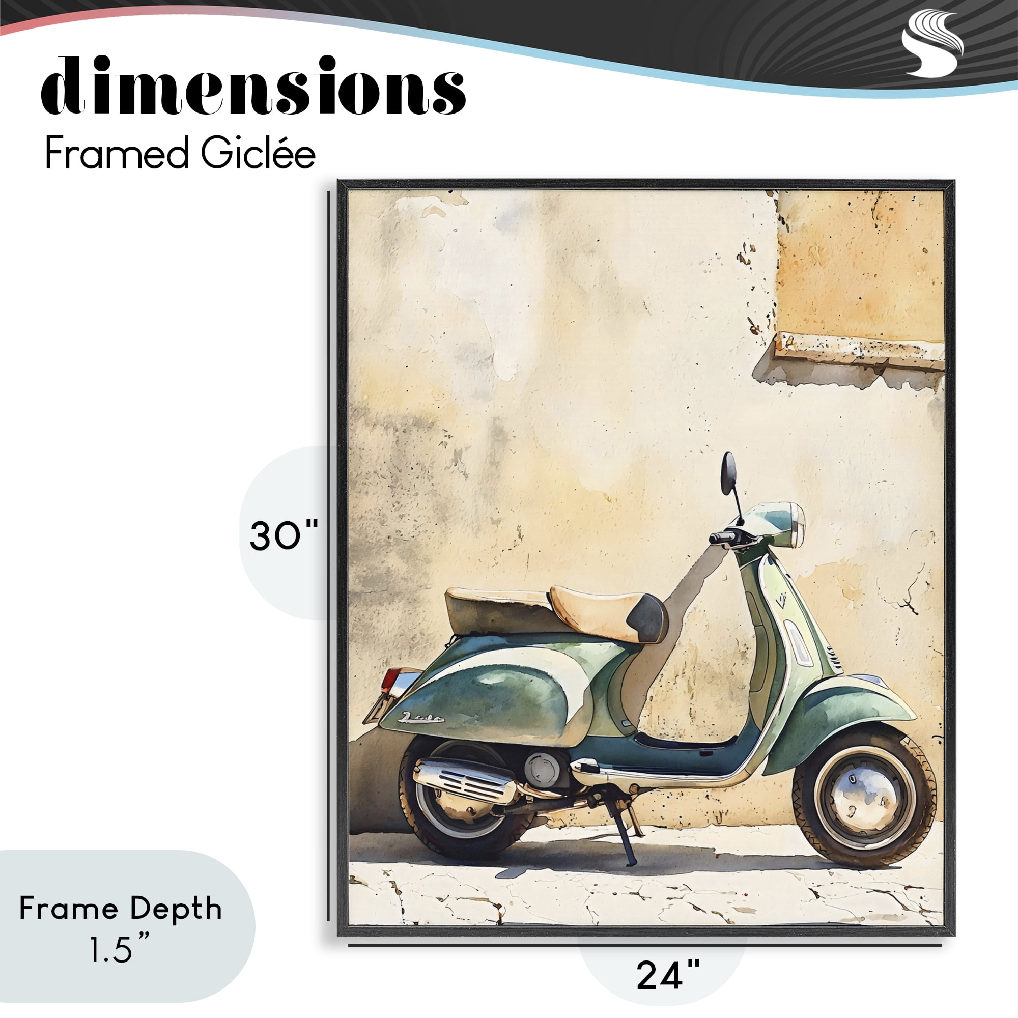 Stupell Industries Vintage Scooter on Italian Street Black Framed Giclee Art, design by LSR Design Studio