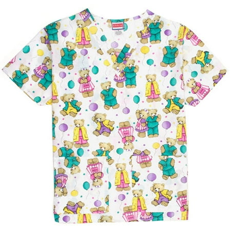Women's Plus Balloon Bears Scrub Top