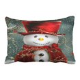 thumbnail image 1 of RYLABLUE Decorative Christmas Snowman Zippered Cushion Cover Case Size 20x30 inches Two Side, 1 of 1