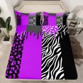 thumbnail image 2 of Homewish Fashion Abstract Teens Queen Sheet Sets, Modern Zebra Cheetah Print Flat Sheet, Chic Purple Polkadots Queen Fitted Sheet, Breathable Home Decor, 4 Pieces, 2 of 7