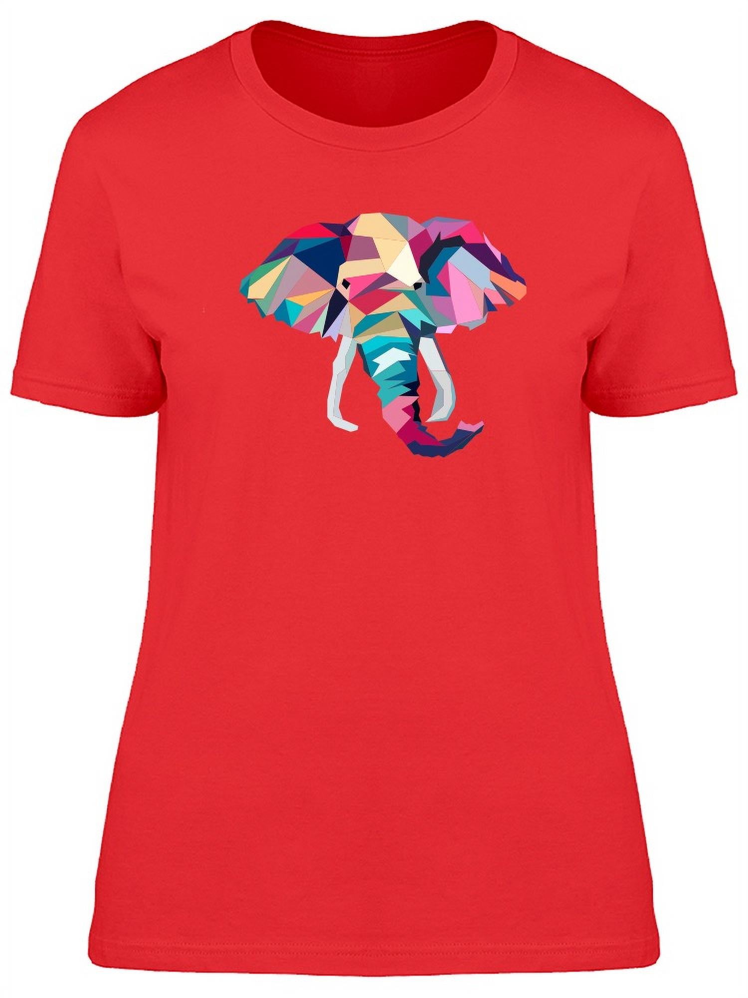 Low Poly Colorful Elephant TShirt Women Image by Shutterstock, Female