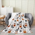 thumbnail image 2 of Halloween Theme Flannel Fleece Throw Blanket Twin 60"x80" Kids Sausage Dog Skull Pattern Plush Blanket for Boys Girls Pumpkin Lantern Fuzzy Blanket Sugar Skull Bones All Season Bed Blanket, 2 of 6
