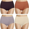 thumbnail image 2 of Loritta 4-Pack Plus Size High Waisted Underwear, Soft Cotton Stretch Panties, Full Coverage No Roll Down Briefs , XL-5XL, 2 of 6