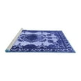thumbnail image 2 of Ahgly Company Machine Washable Indoor Round Oriental Blue Industrial Area Rugs, 3' Round, 2 of 4