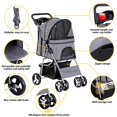 thumbnail image 3 of Wubio Pet Stroller 4 Wheels Dog Cat Stroller for Small Medium Dog Cats Carrier Jogger Travel Foldable Puppy with Storage Basket and Cup Holder (Grey), 3 of 17
